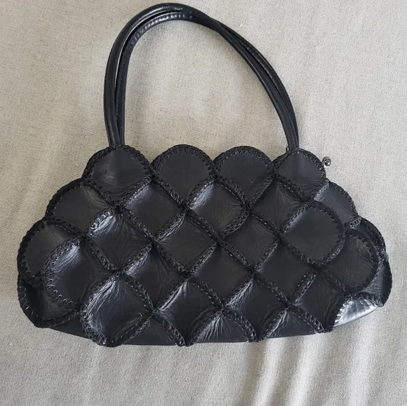 Vintage PU-leather look patchwork bag - Picture 2 of 9